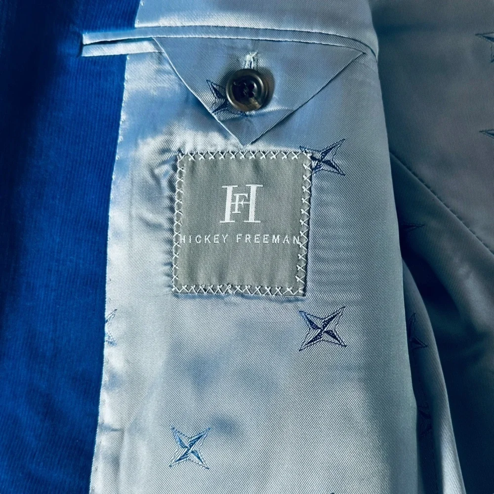 Hickey Freeman Blue Micro Corduroy Blazer Sport Coat USA Men’s L Classic Fit